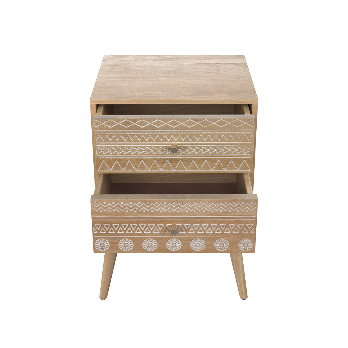 comprare comodino 2 cassetti legno chiaro