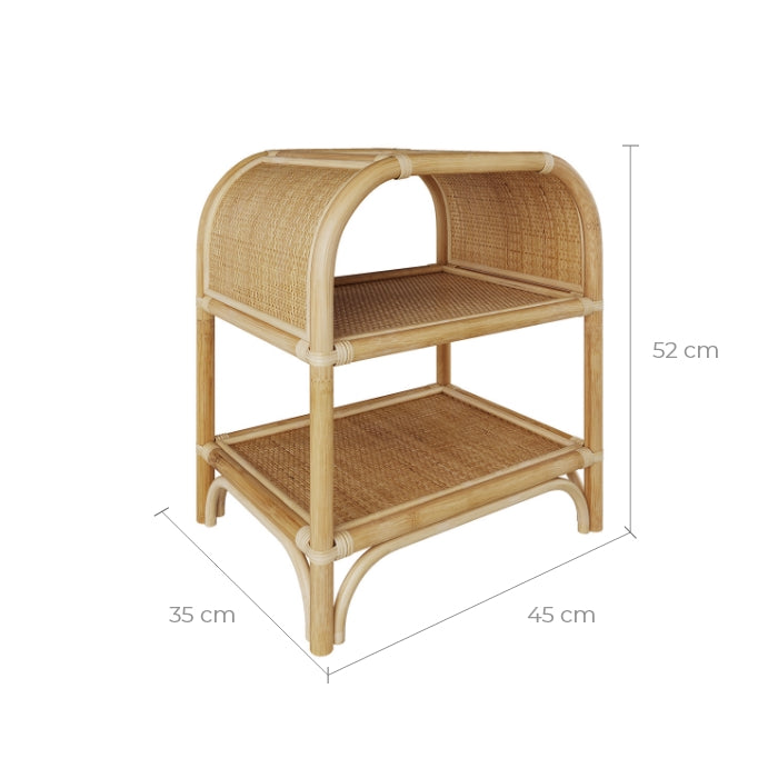 acquistare comodino Marthe con ripiano in rattan