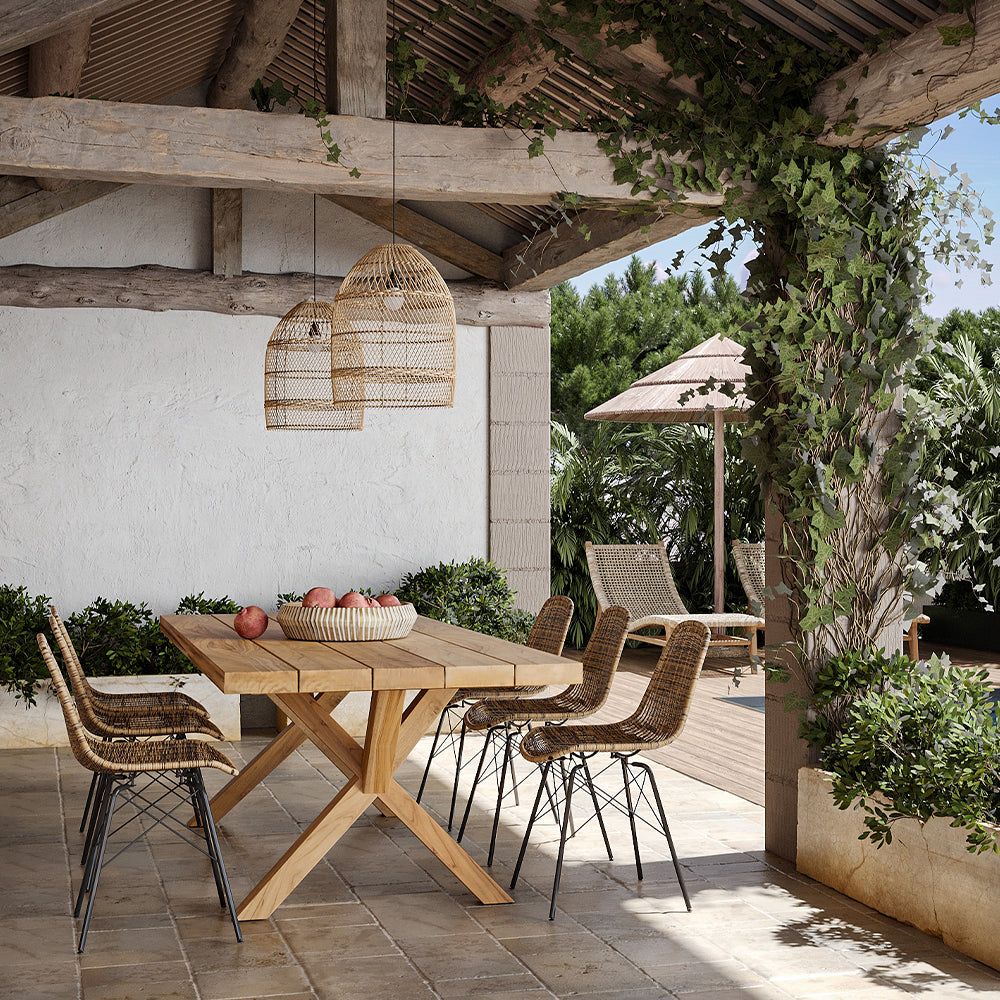acheter table de jardin en bois massif de teck 240 cm