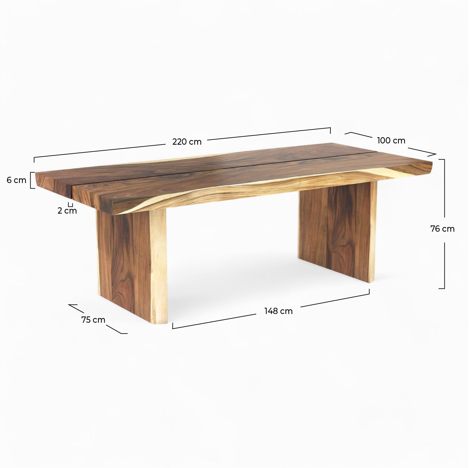 acquistare tavolo in legno di suar 220 cm 8 persone tanah rdv deco dim rdv deco