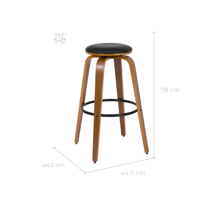 acheter tabouret assise ronde pivotante bois fonce