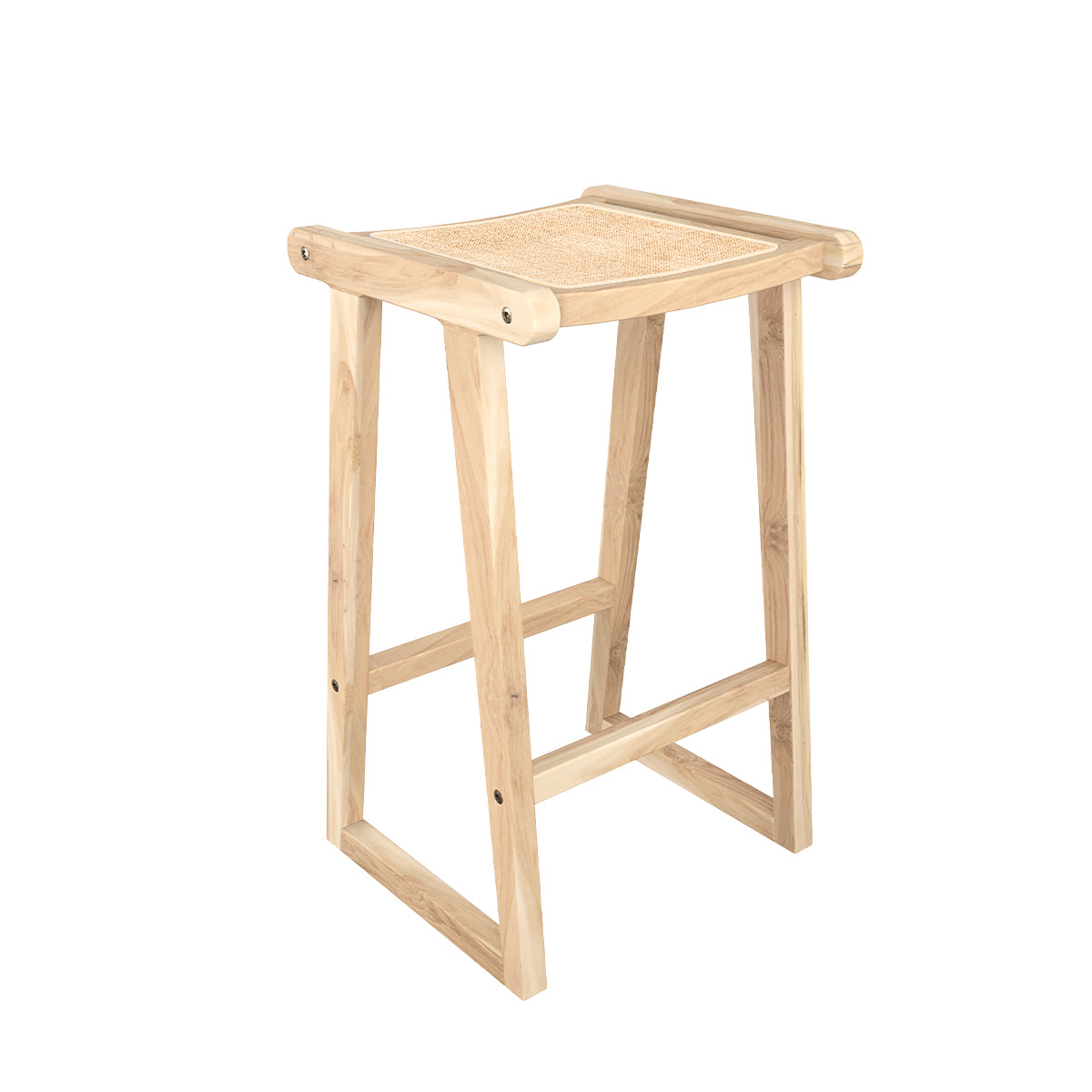 acquistare sgabello da bar in teak e rattan naturale 66 cm