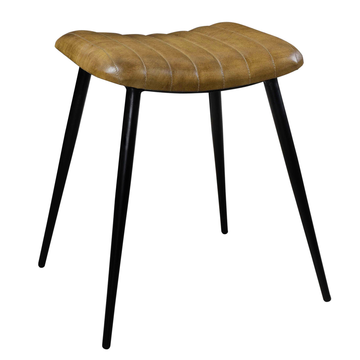 acquistare sgabello in pelle trapuntata con gambe in metallo bidar