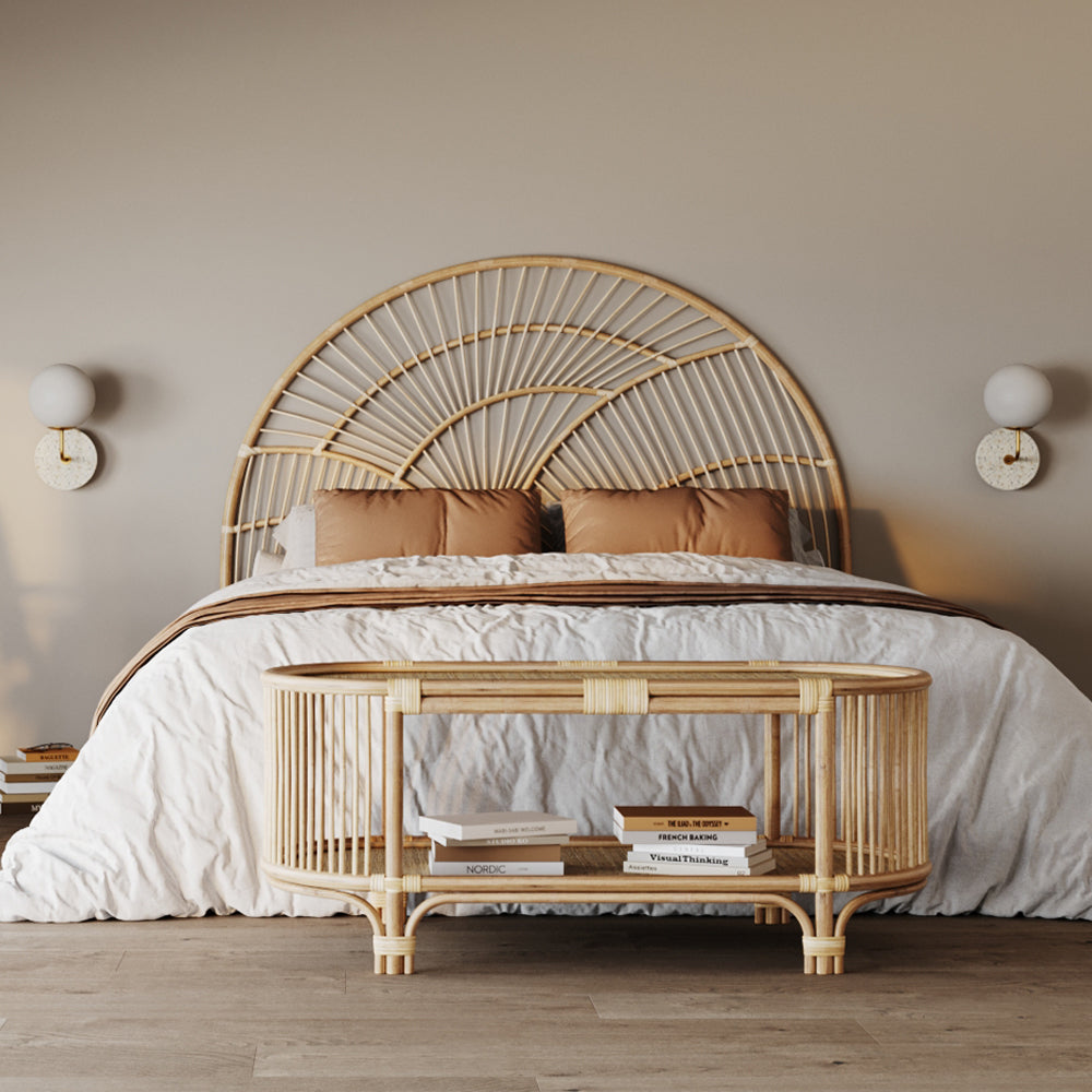 acheter tete de lit 160 cm en rotin naturel