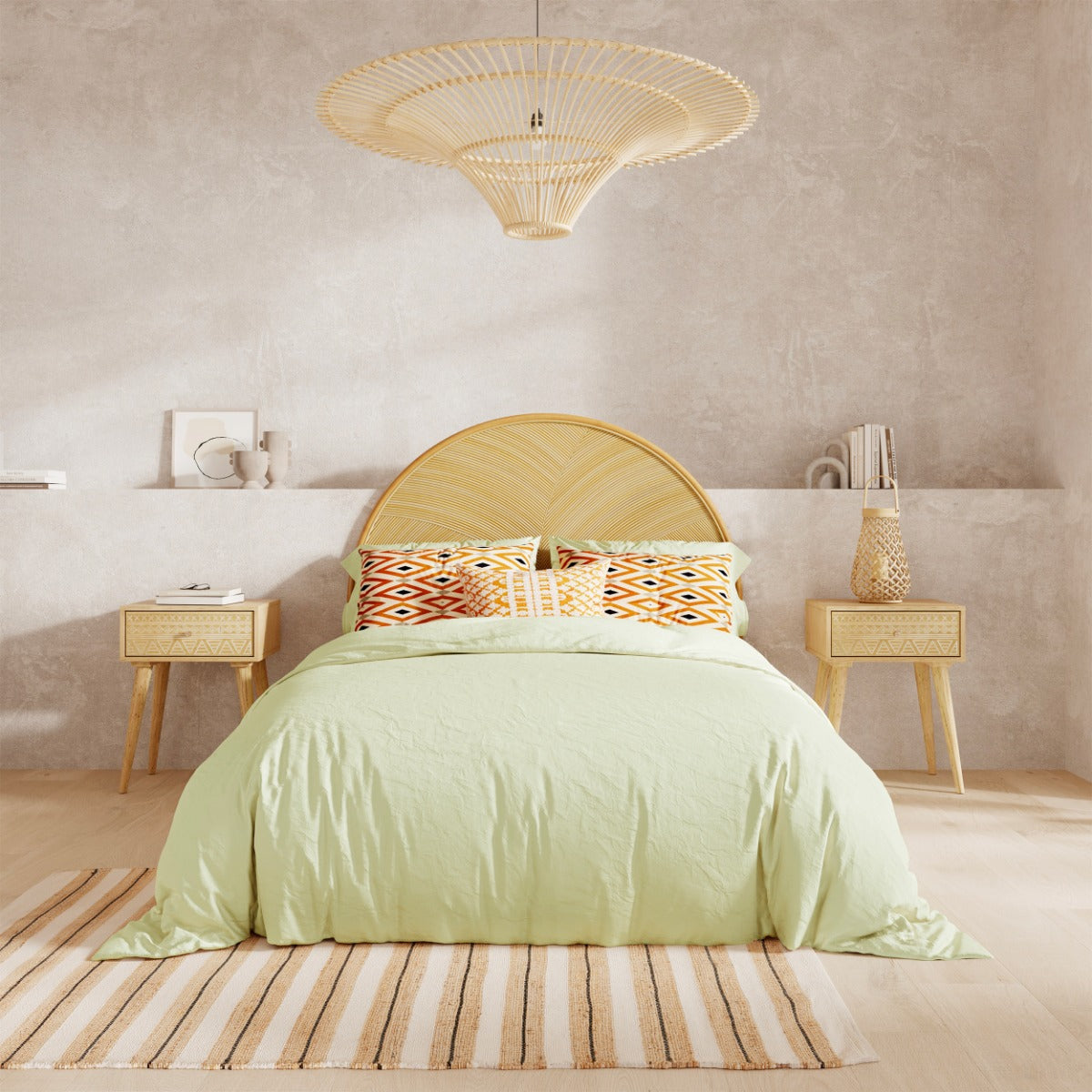 acheter tete de lit en rotin tres clair 140 cm