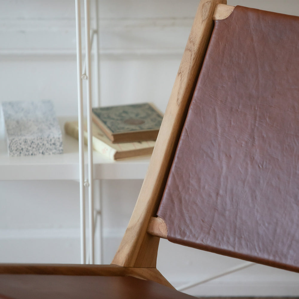 acquistare poltrona in teak confortevole pelle liscia