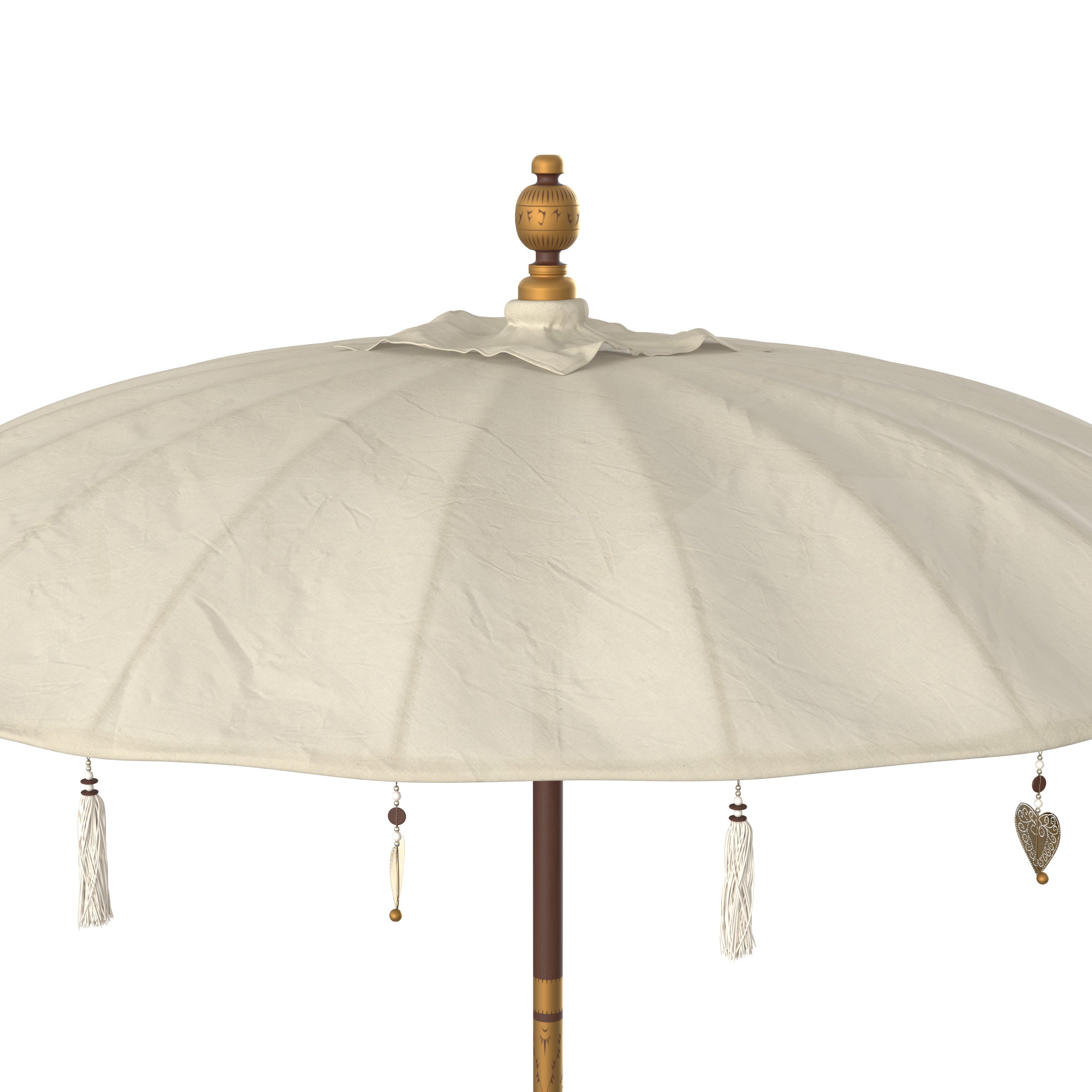 Ali parasole bohemiano in legno e tessuto crema dettagli a cuore_1