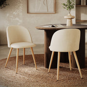 Lot de 2 chaises Cozy en tissu beige et pieds en métal marron