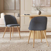 Lot de 2 chaises Cozy en tissu bleu marine et pieds en métal marron