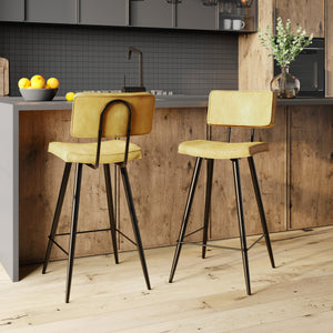 Sedia da bar Texas gialla a mezza altezza 66 cm (set di 2)