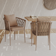 Ambiance 2 chaises de jardin taupe tissu et métal Dulcy – Maison Pavane