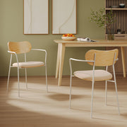Set di 2 sedie Marine in tessuto beige e impiallacciatura in legno chiaro
