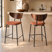 Lot de 2 chaises pour îlot central jade en velours côtelé terracotta 64.5 cm