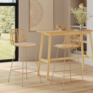 Chaise pour îlot central 66 cm Tamara en rotin naturel (lot de 2)