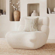 Sillón Teddy de tela bouclé blanca