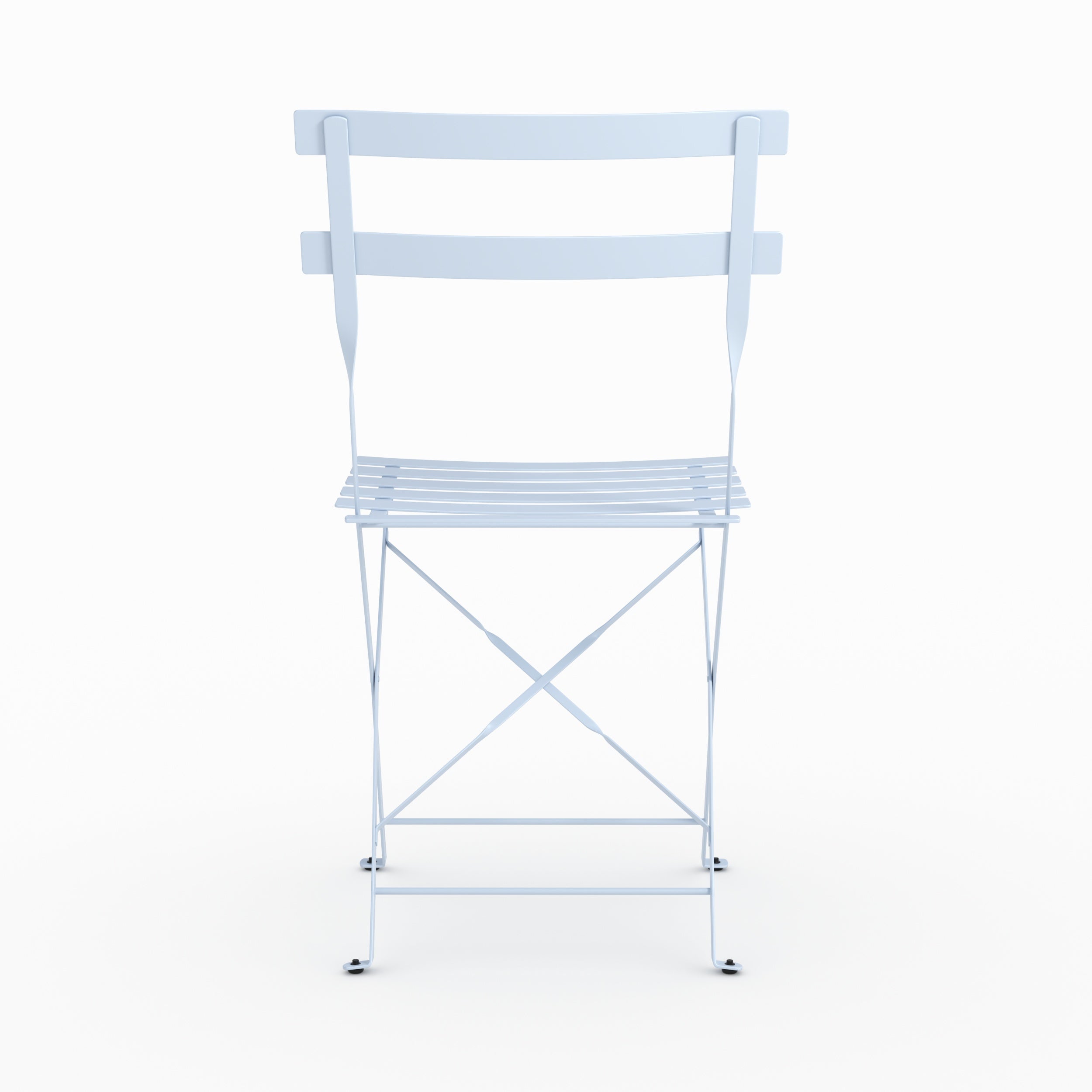 Ambiance salon lot de 2 chaises de jardin Kayla en métal bleu pastel pliantes
