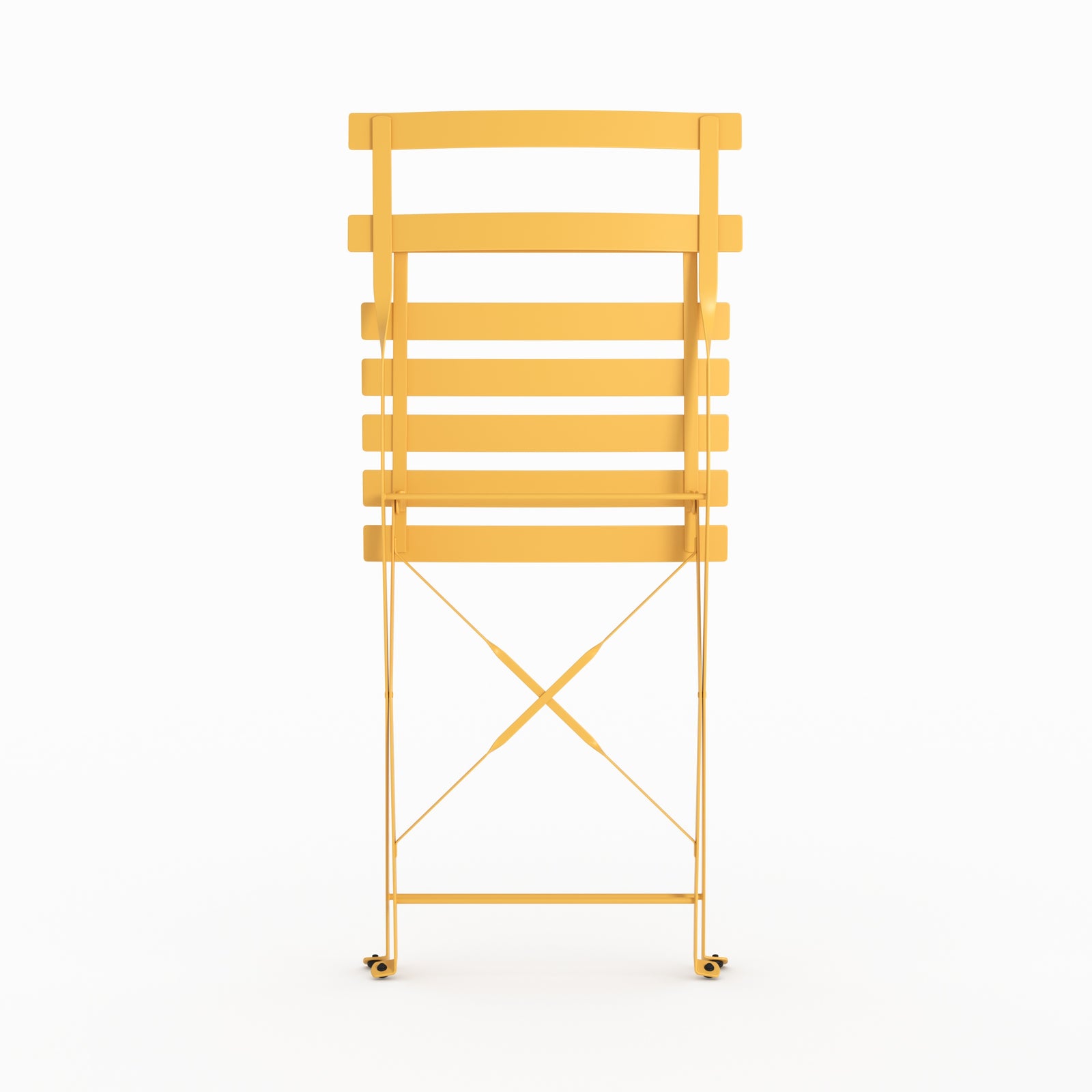 Ambiance salon lot de 2 chaises de jardin Kayla en métal jaune beurre pliantes