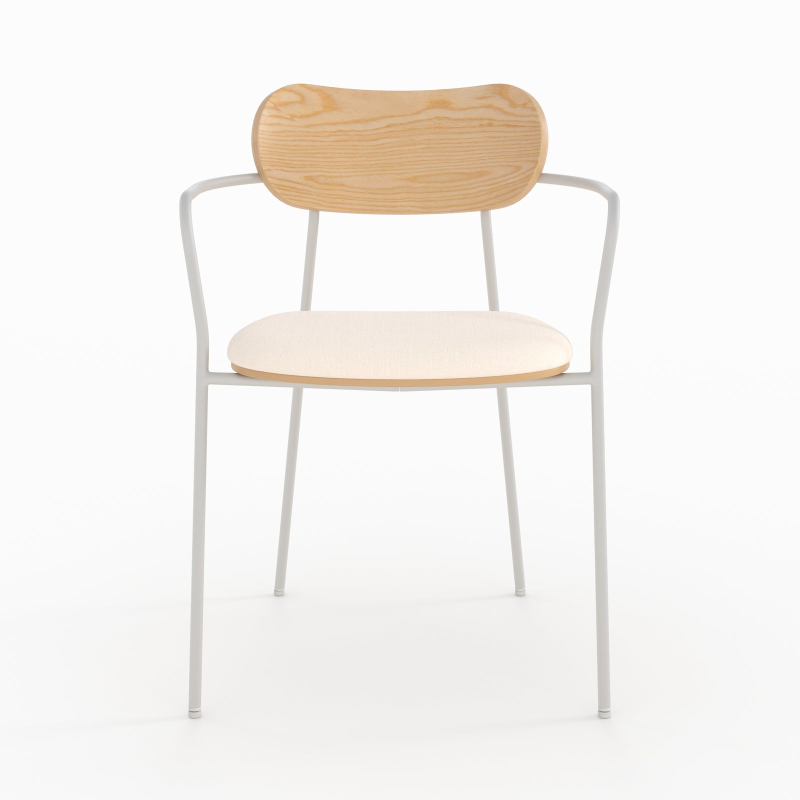 Ambiance salon lot de 2 chaises marine en tissu beige et placage en bois clair
