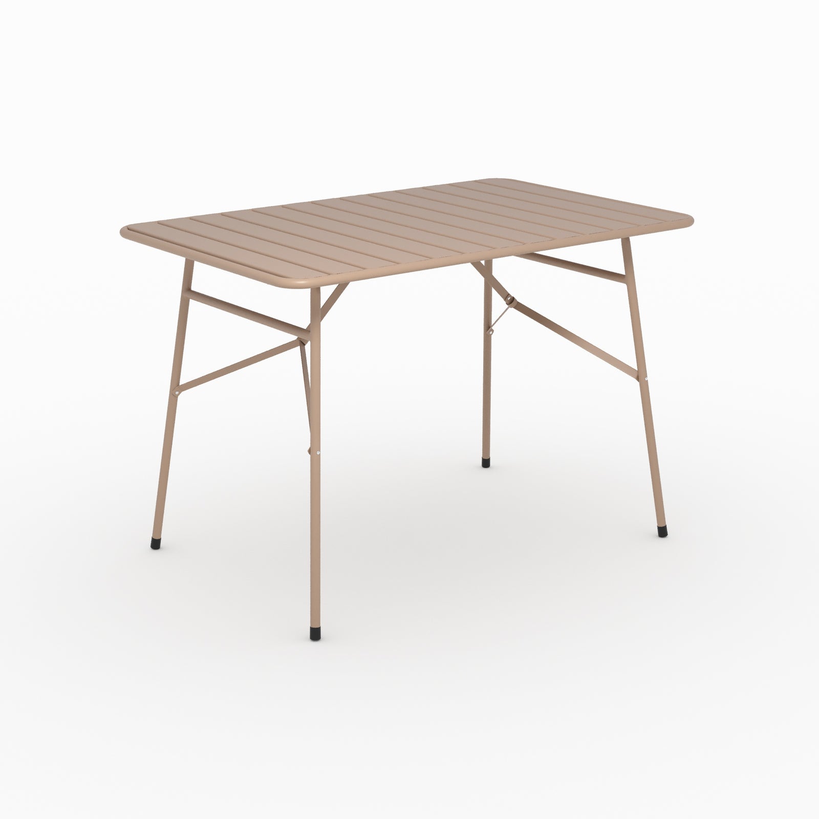 Ambiance salon table de jardin Yumi pliante en métal taupe 4 personnes