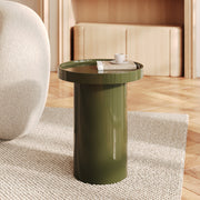 Table d'appoint Nora laquée vert olive en MDF, D40 cm