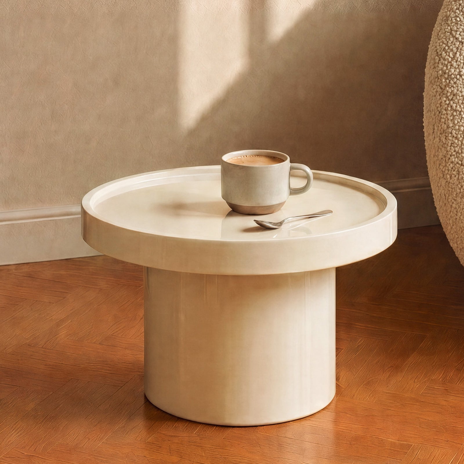 Ambiance table d'appoint laquée Nora blanche – Maison Pavane