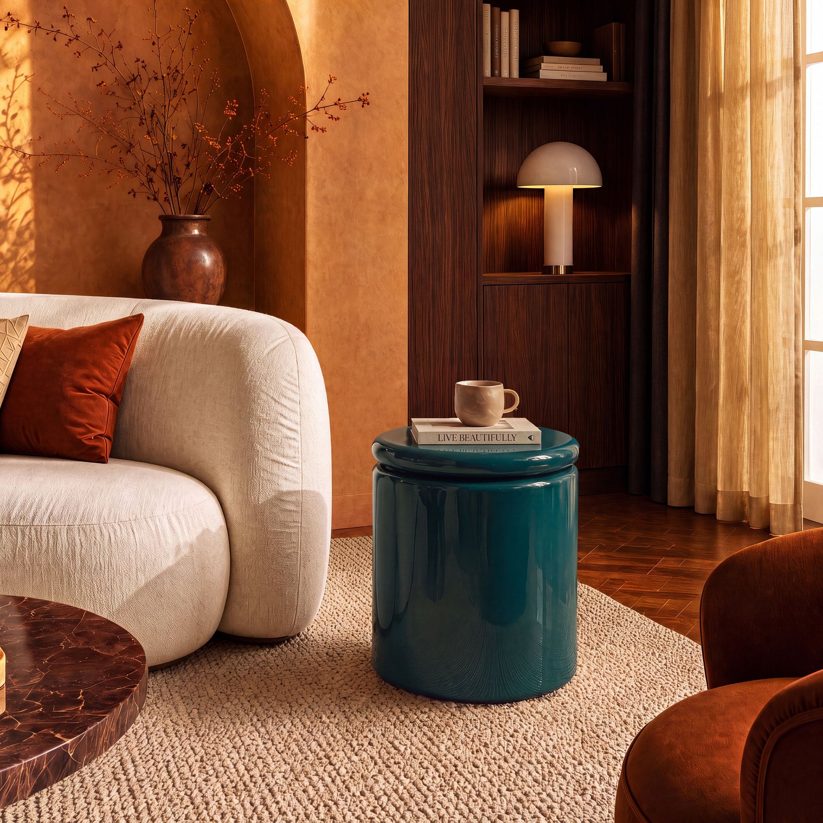 Ambiance table d'appoint Oscar laquée vert canard – Maison Pavane