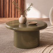 Mesa baja Apoline lacada verde caqui en MDF, D80 cm