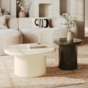 Lot de 2 tables basses Apoline laquées blanches et vert kaki en MDF