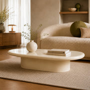 Mesa baja ovalada Sia lacada blanca en MDF, 120 cm