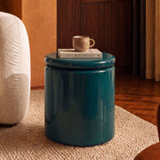 Ambiance table d'appoint vert canard Oscar tapis salon – Maison Pavane