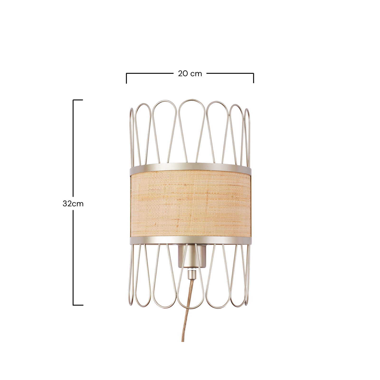 Applique murale Flore en fibre naturelle, dimensions 20 x 32 cm - Maison Pavane