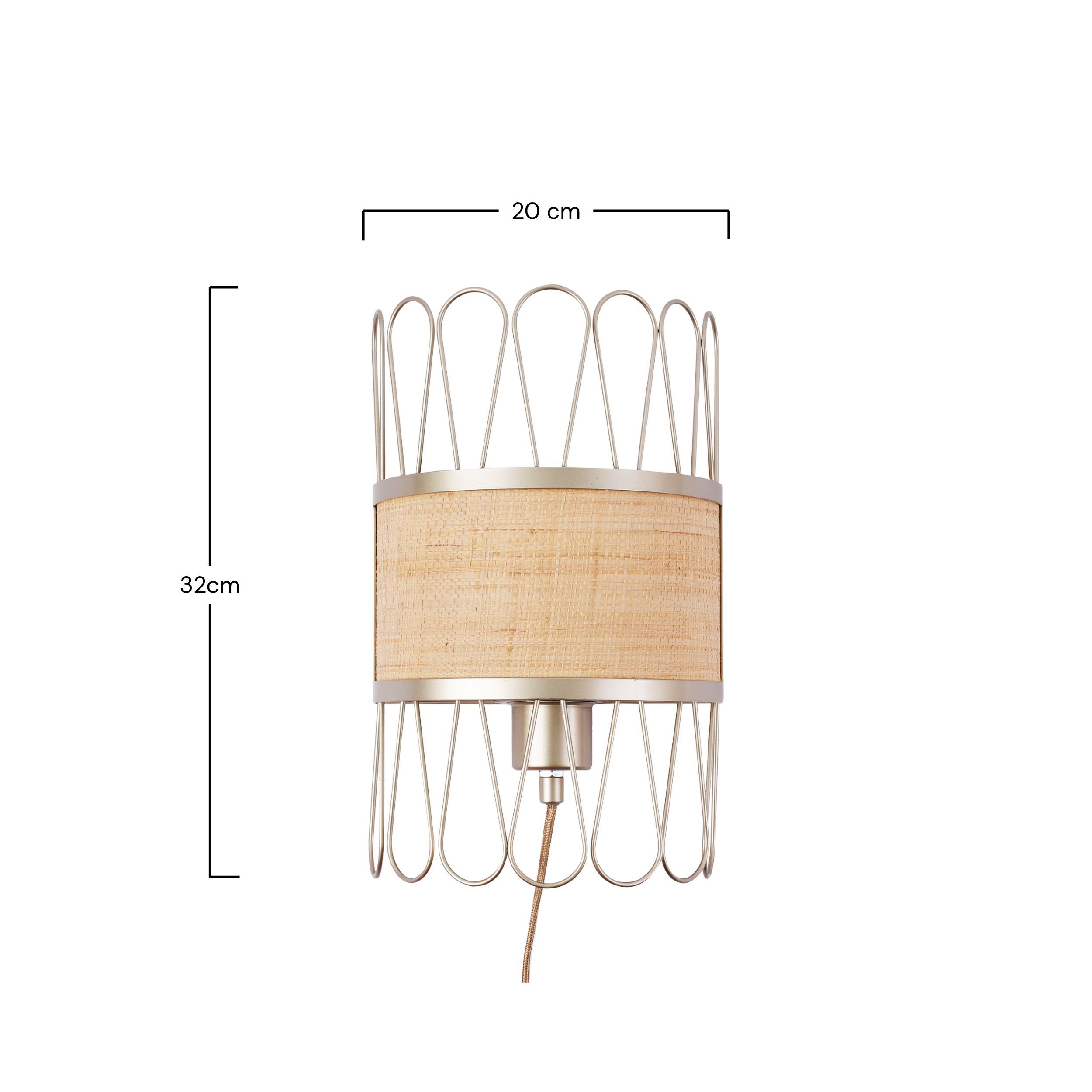 Applique murale Flore en fibre naturelle, dimensions 20 x 32 cm - Maison Pavane