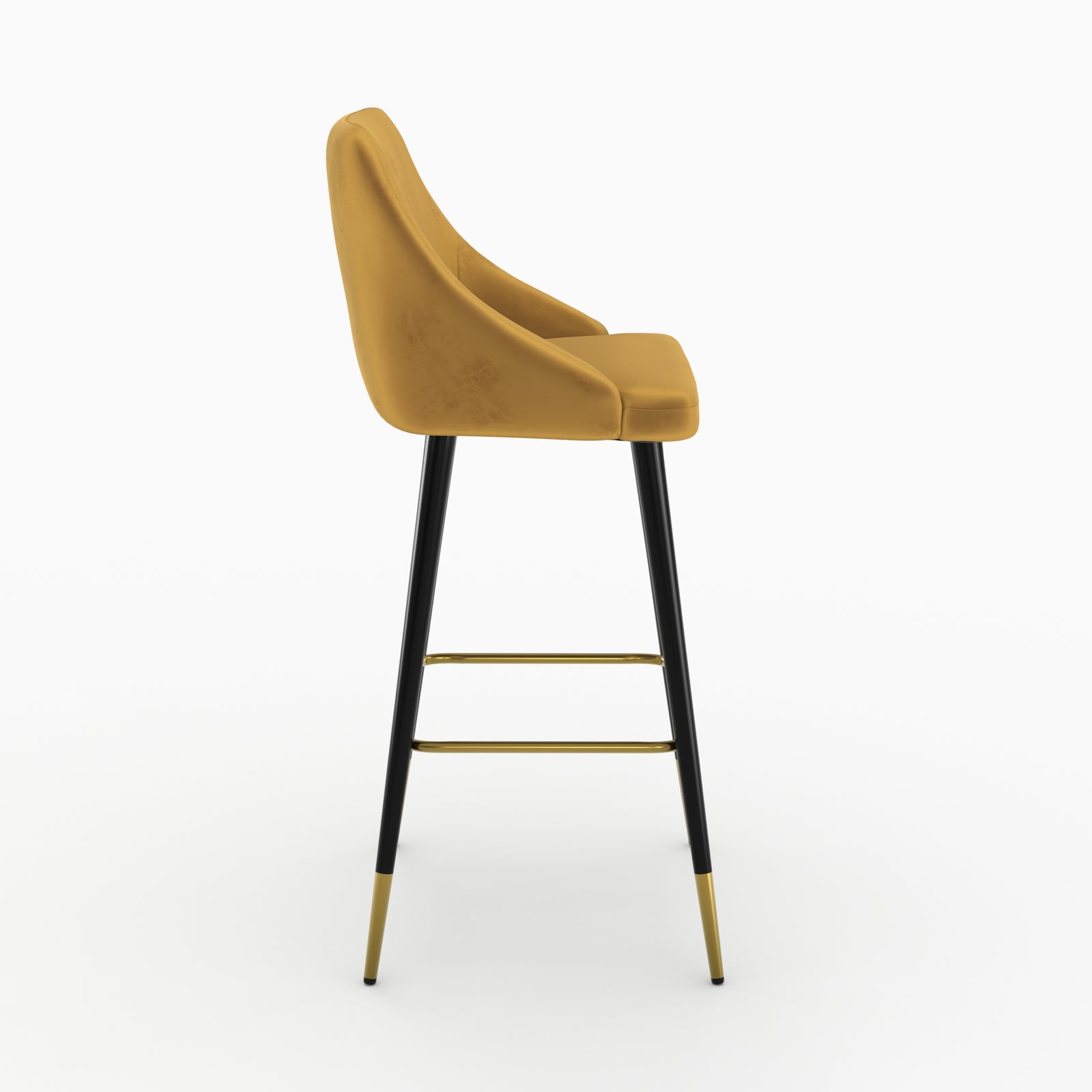 aristote lot de 2 chaises de bar en velours jaune curry 77