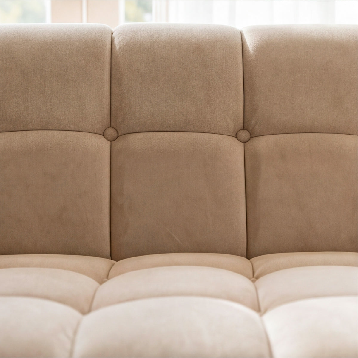 Assise capitonnée velours beige Mona canapé – Maison Pavane