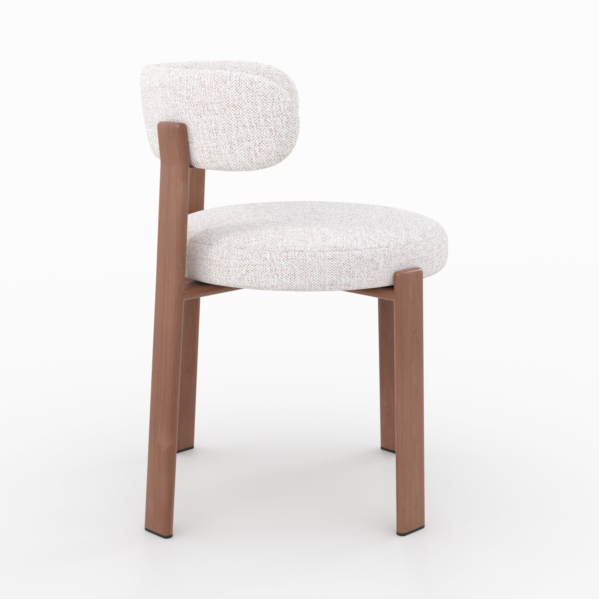 Aura chaise blanc cassé tissu texture pieds métal effet bois vue côté