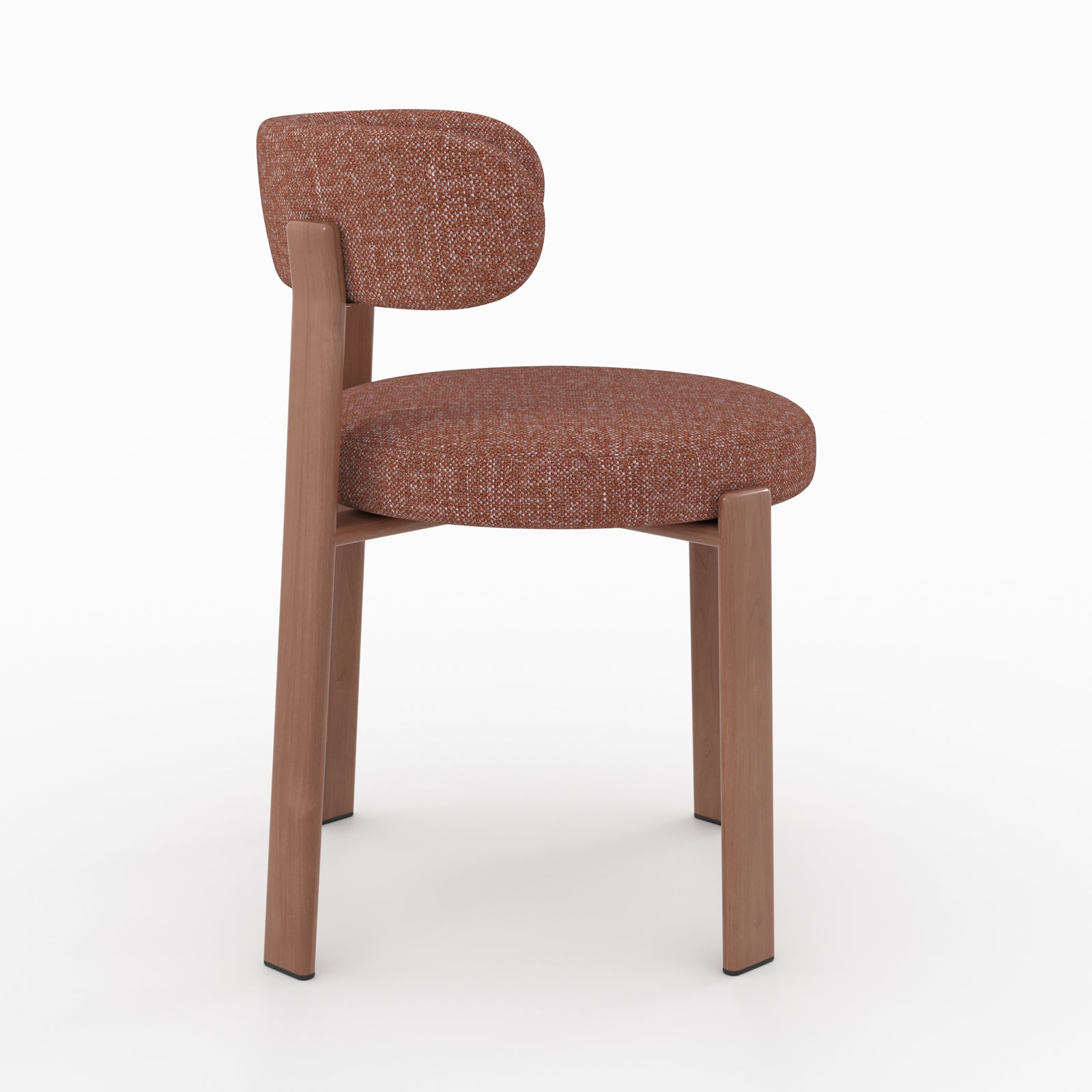 Aura chaise brun canelle tissu texture pieds métal effet bois vue côté