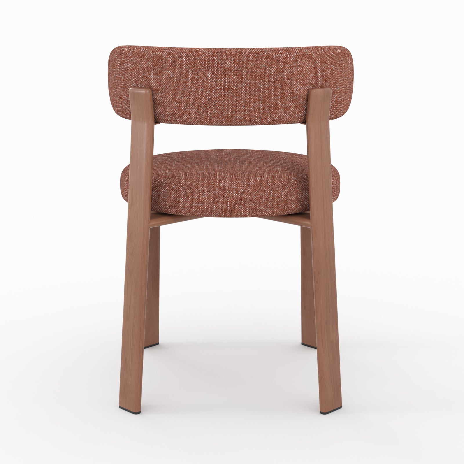 Aura chaise tissu texture brun canelle pieds métal effet bois vue arrière