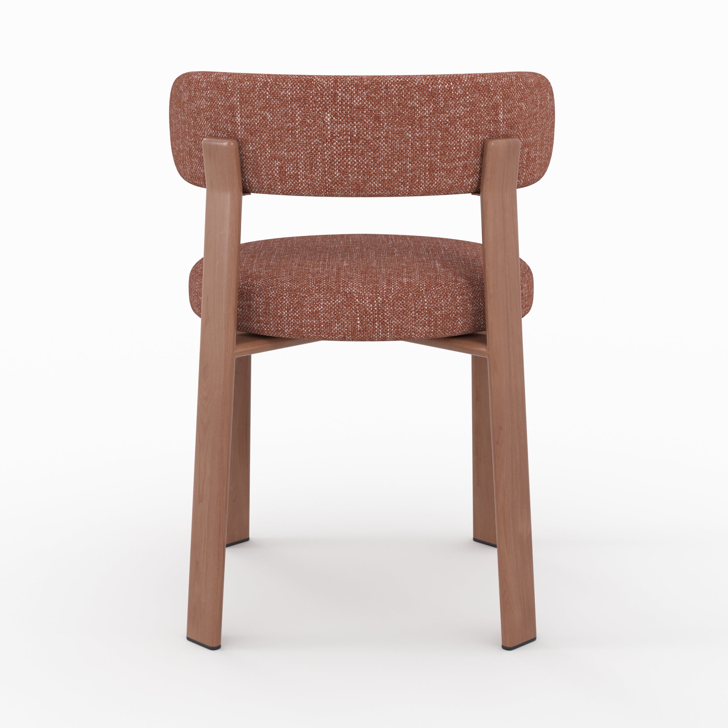 Aura chaise tissu texture brun canelle pieds métal effet bois vue arrière