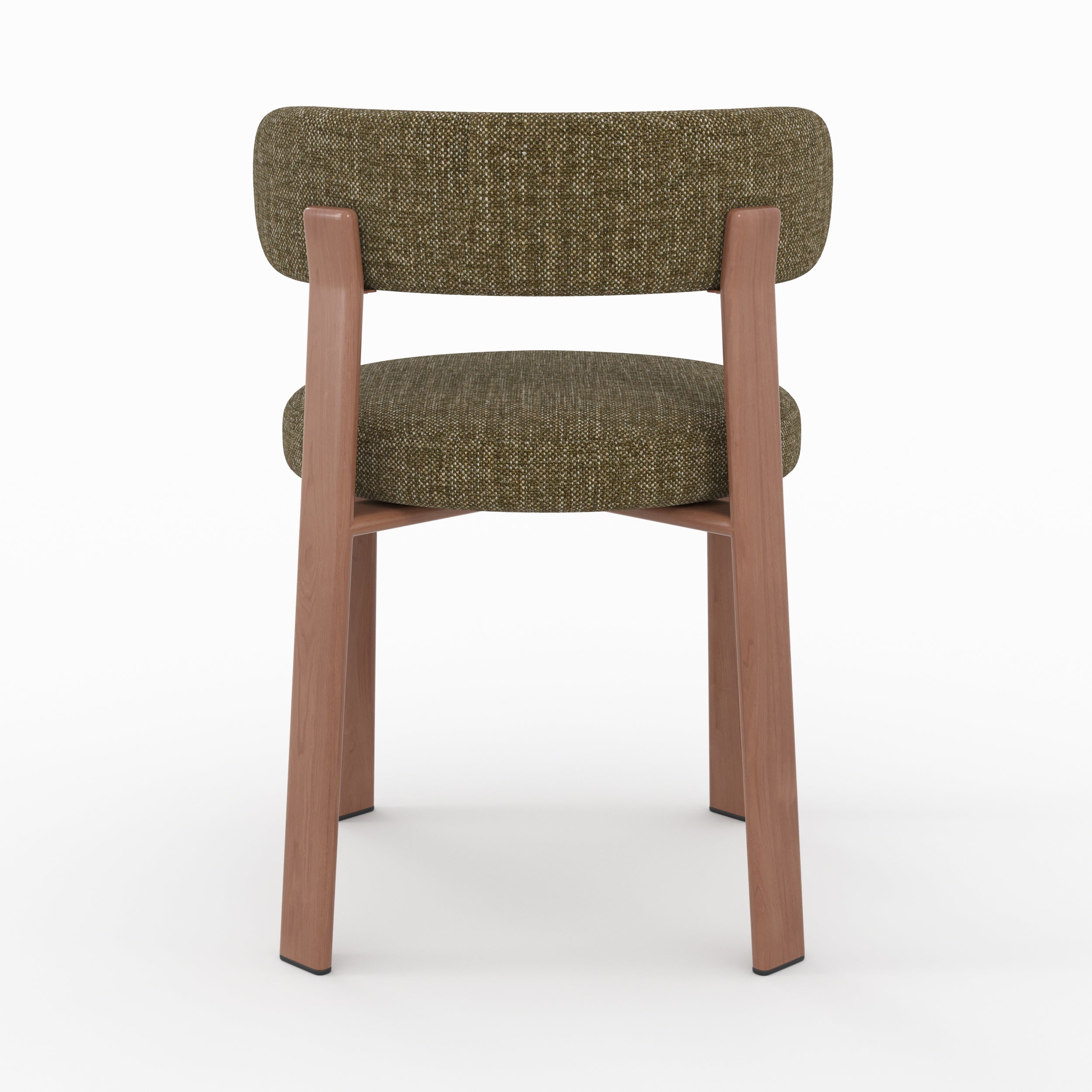 Aura chaise tissu texture vert kaki pieds métal effet bois vue arrière