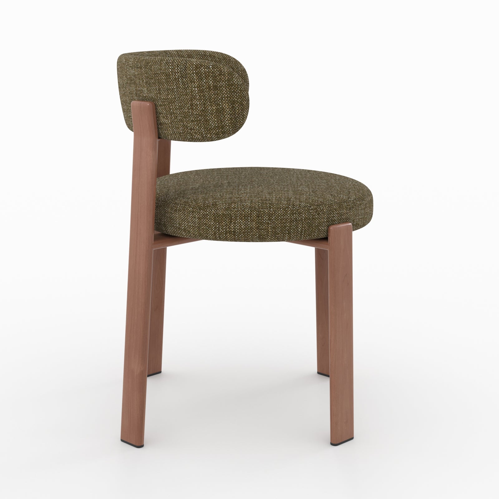 Aura chaise vert kaki tissu texture pieds métal effet bois vue côté
