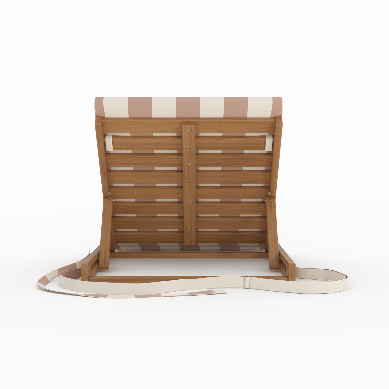 Balabac chaise longue plage pliable dos bois rayé écru taupe vue dos