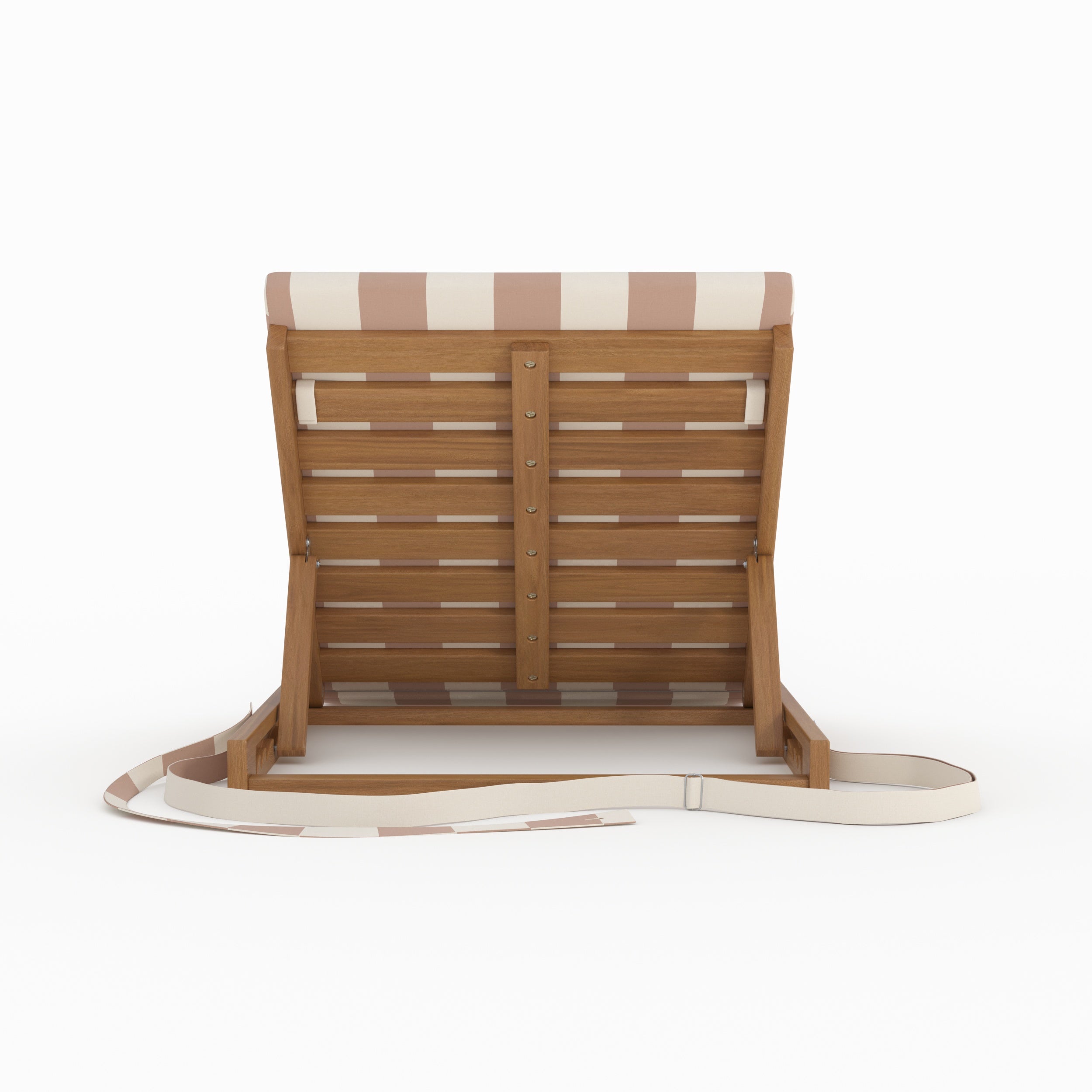 Balabac chaise longue plage pliable dos bois rayé écru taupe vue dos