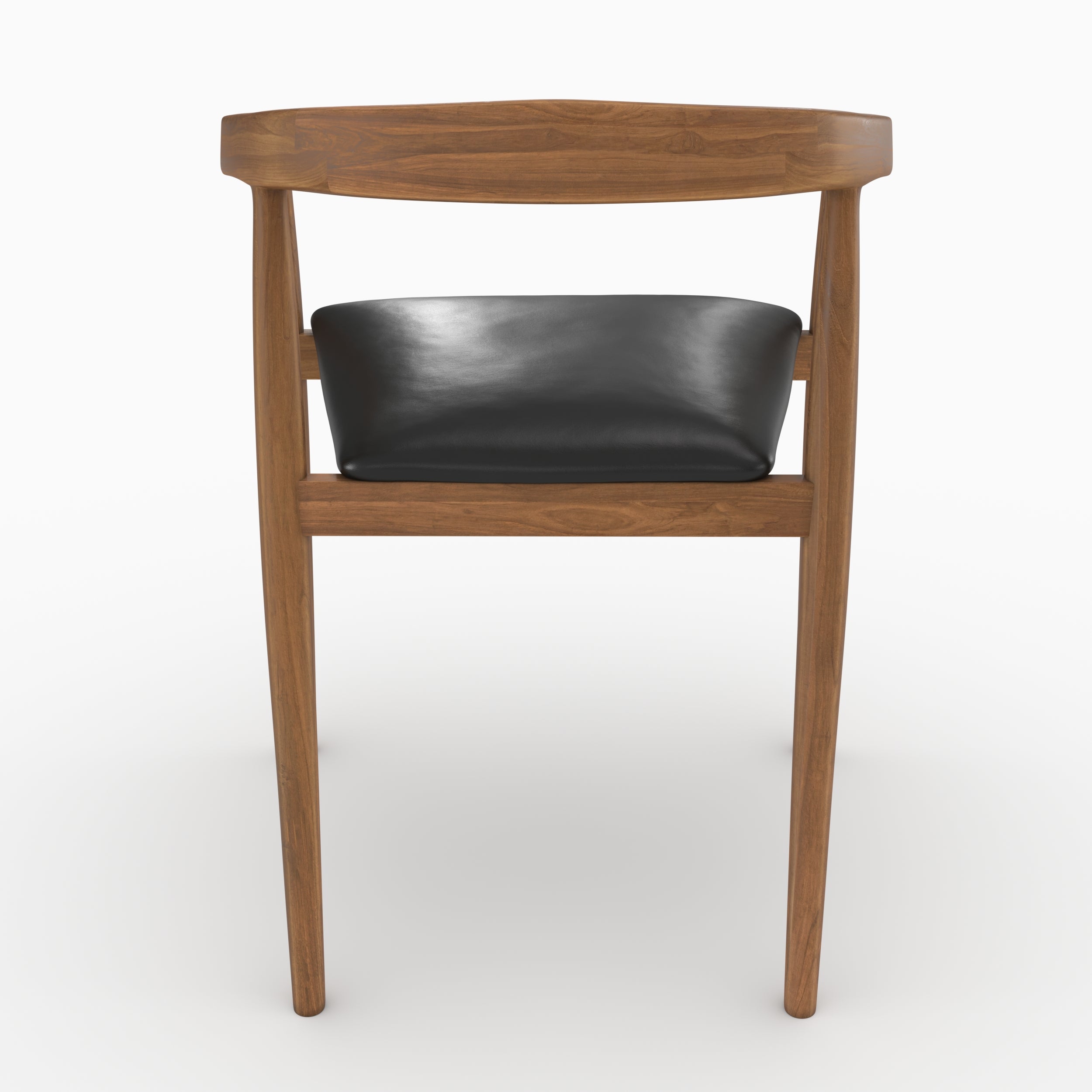 Bali chaises lot 2 teck vernis cuir noir