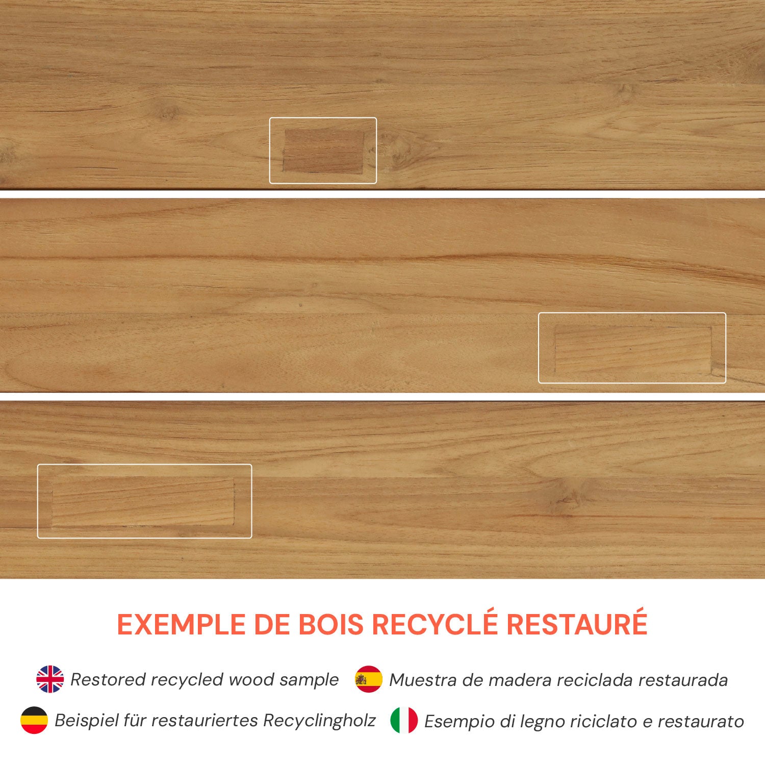 Banc de jardin Soraya bois de teck recyclé