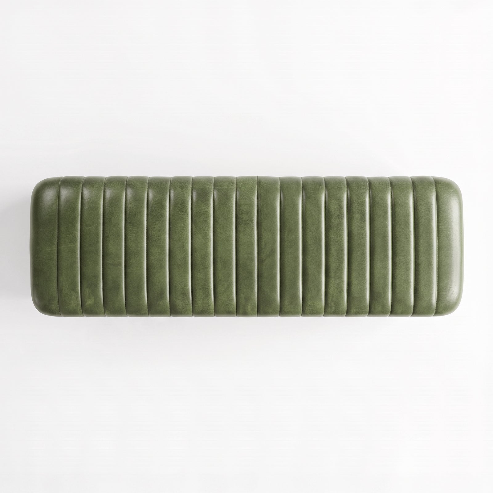 Banc Émile 100 cm en cuir de buffle vert, vue de dessus - Maison Pavane