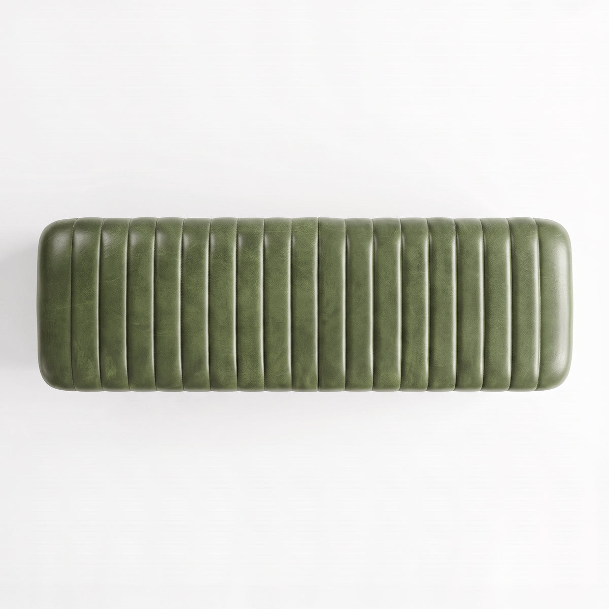 Banc Émile 100 cm en cuir de buffle vert, vue de dessus - Maison Pavane