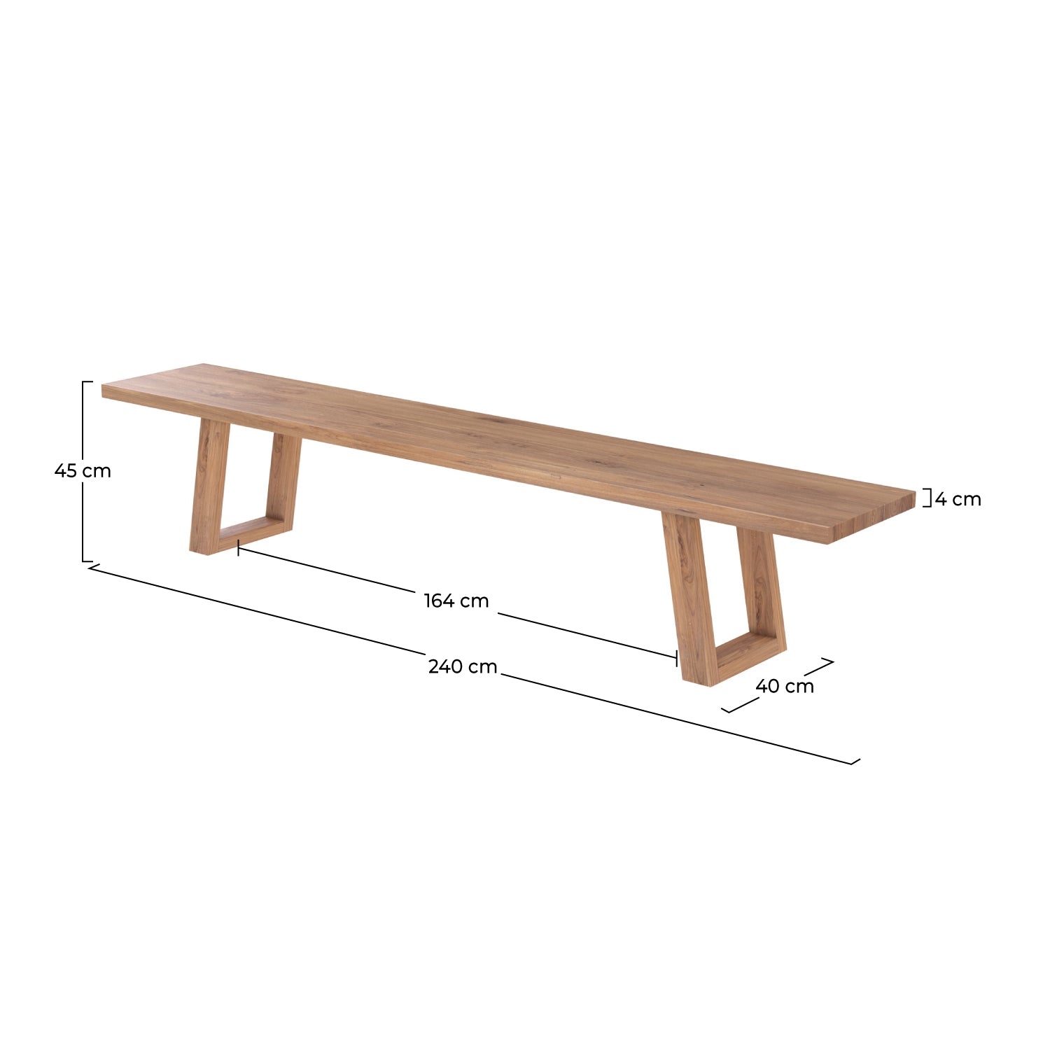 Banc en teck recyclé bois Marie 240 cm
