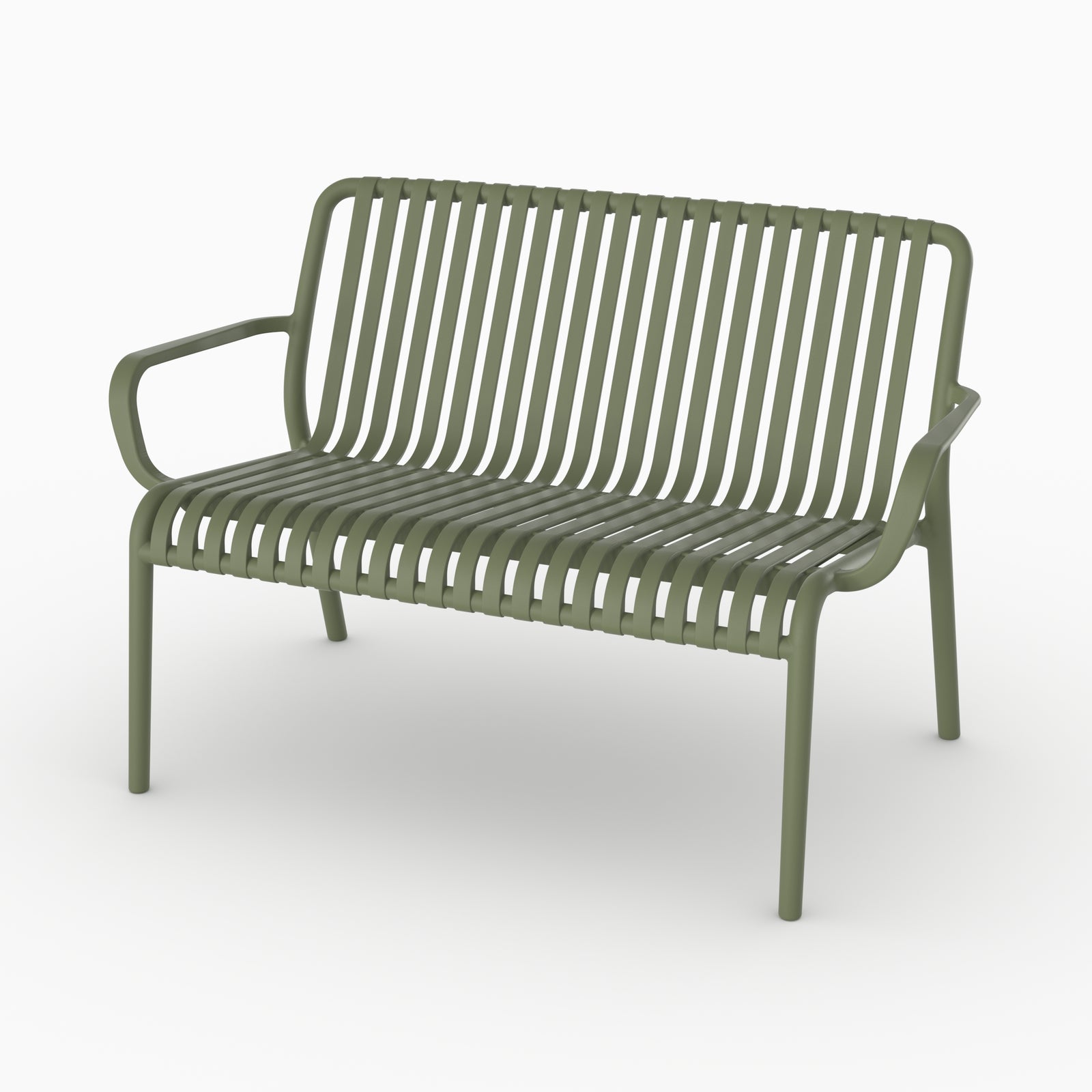 Banquette jardin Ivy vert kaki plastique salon