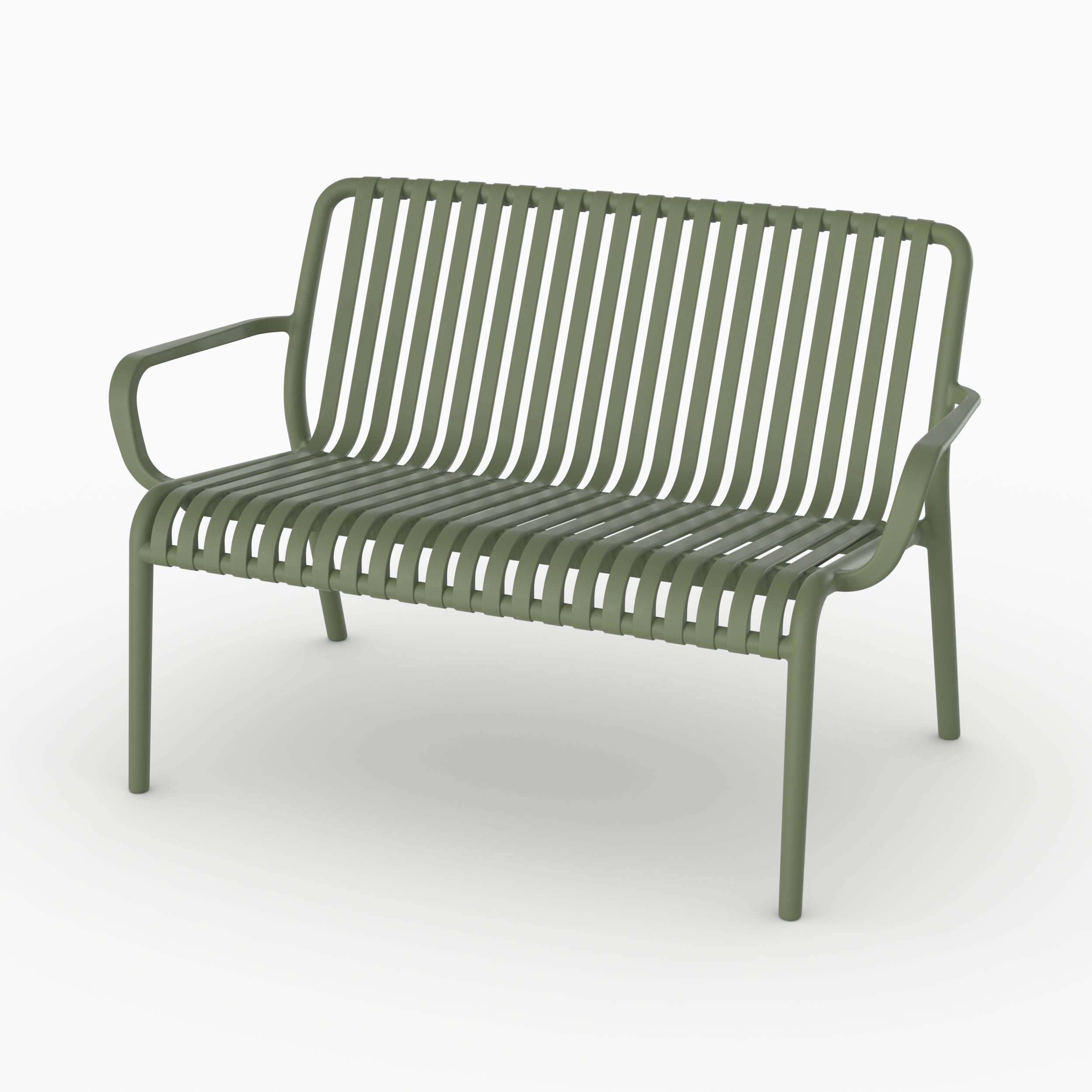 Banquette jardin Ivy vert kaki plastique salon