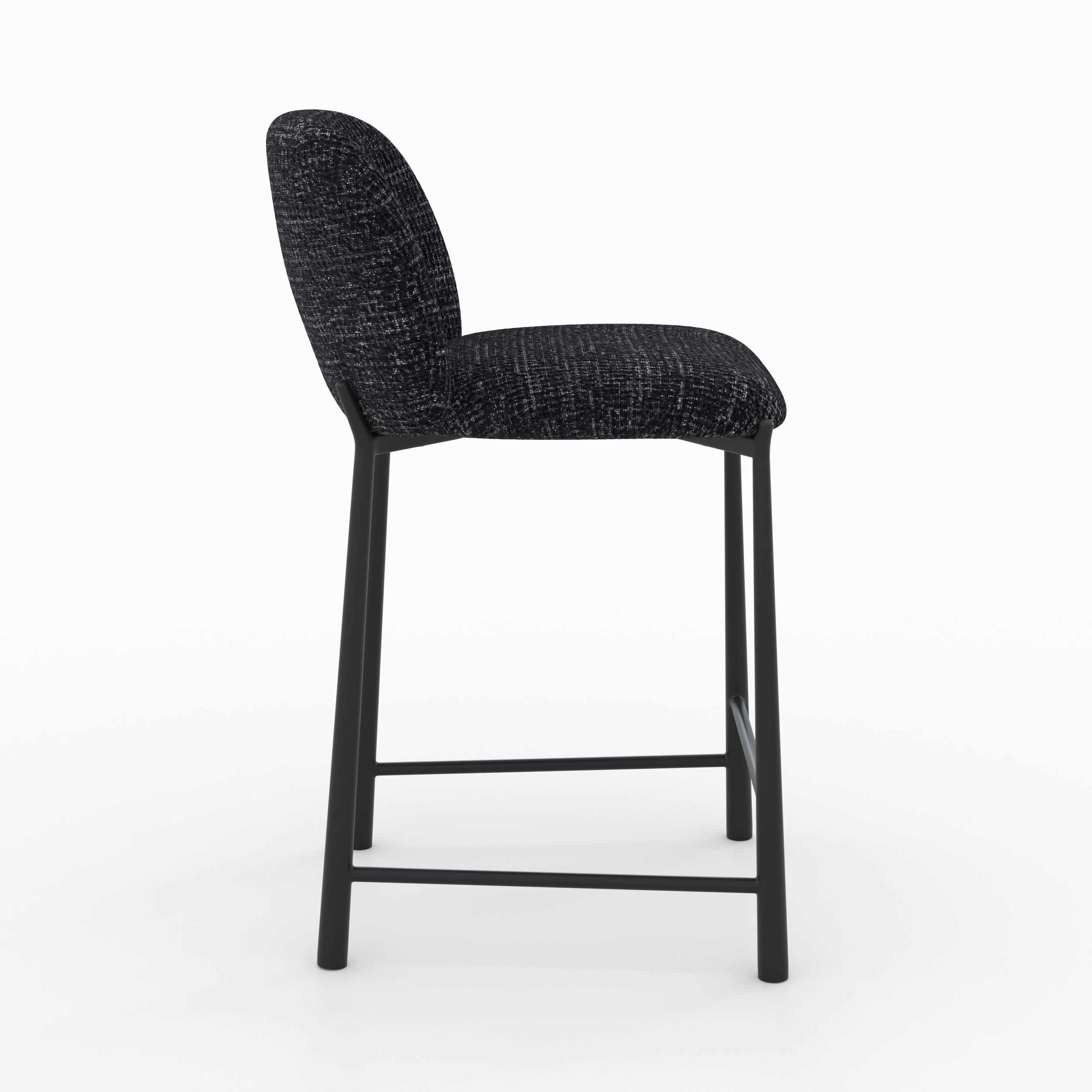 Bento tabouret ilot central noir tissu texture confort vue côté